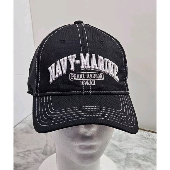 Under Armour Heatgear Hat Black White Navy Marine Pearl Harbor Hawaii Cap NEW - Picture 1 of 14